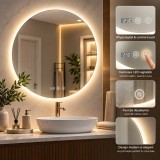 Cumpara ieftin Oglindă baie rotundă Erste &Oslash;70 cm cu Iluminare LED CCT 10W 460lm, Design Modern Elegant, Protecție IP44 Rezistentă la Umezeală, Ideală Lavoar