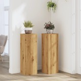 Cumpara ieftin Suporturi de plante, 2 buc., stejar artizanal, 25x25x80cm, lemn