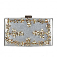 GEANTA CLUTCH ARGINTIU VANITY foto