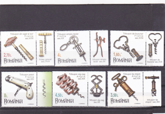 TIRBUSOANE SERIE CU TABS PE DREAPTA,2017,Lp.2140g, MNH ** ROMANIA.