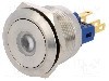 Intrerupator anti-vandalism, ON-(ON), &Oslash;22mm, ONPOW - GQ22-11D/G/12V