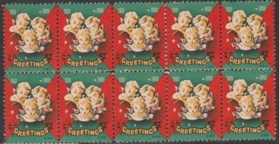1950 SUA - Bloc de 10 vignete de Craciun + Campanie Anti Tuberculoza, TBC foto