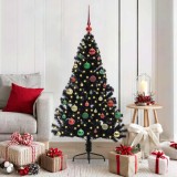 vidaXL Pom de Crăciun artificial pre-iluminat Negru 150 cm PVC 3397136