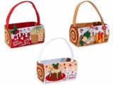 Cumpara ieftin Set 3 gentute Craciun textil multicolor 16.5x9.5x19 cm