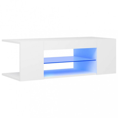 Comodă TV cu lumini LED, alb, 90x39x30 cm foto