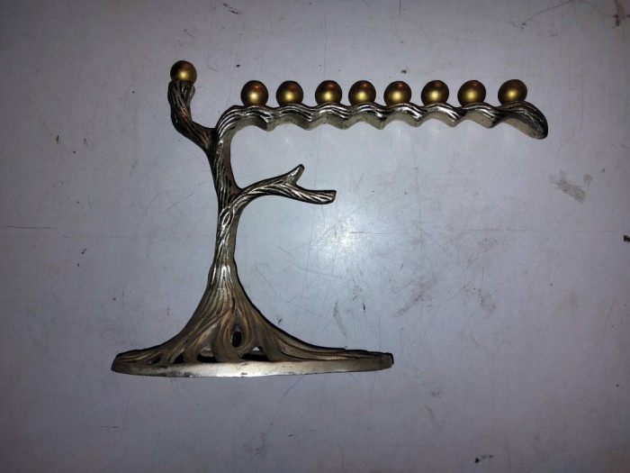 Vechi Sfesnic Hanukia , iudaica, din bronz, 22 x 18 x 10 cm