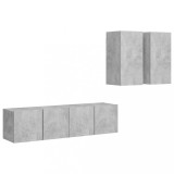 Cumpara ieftin Set de dulapuri TV, 4 piese, gri beton, lemn prelucrat