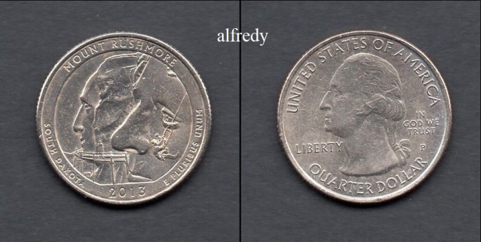 SUA 2013 Quarter, 25 Centi, Rushmore, South Dakota, P