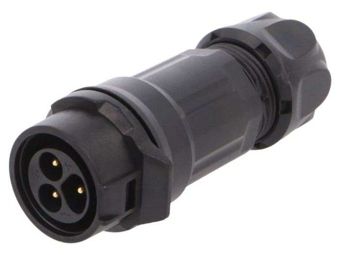 Conector circular 3 pini, 10A, IP67