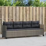 Șezlong vidaXL Gri Poliratan cu Perne, 204x55x69.5cm, Huse Lavabile, Rezistent UV, Maxim 110kg