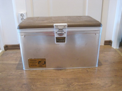 VINTAGE 1960 USA BEER PICNIC COOLER POLORON THERMASTER ALUMINUM ICE foto