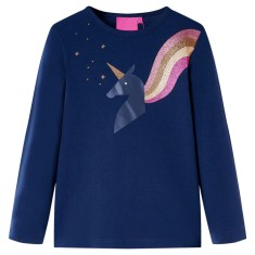 Tricou pentru copii cu m&acirc;neci lungi, bleumarin, 128