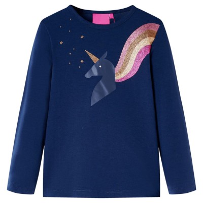 Tricou pentru copii cu m&amp;acirc;neci lungi, bleumarin, 140 foto