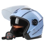 Casca Moto/Scuter FIXATO Italia, Viziera Dubla, Protectie UV, Marime universala 57-61cm, Albastru