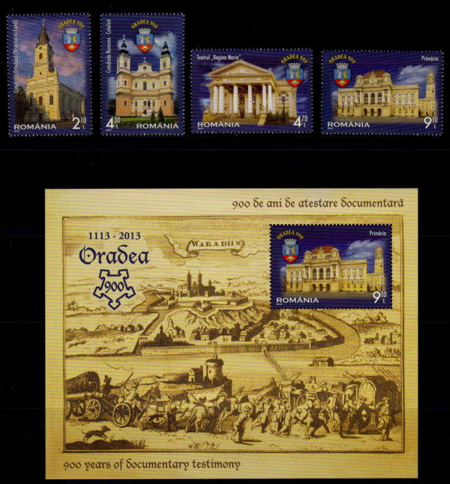 RO 2013 LP 1991+1992 &quot;Oradea-900 ani de atestare &quot; ,seria+ colita nr.567 , MNH