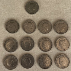 RAR - Set 13 Monede 20 rappen 1881 - 1900 Elvetia