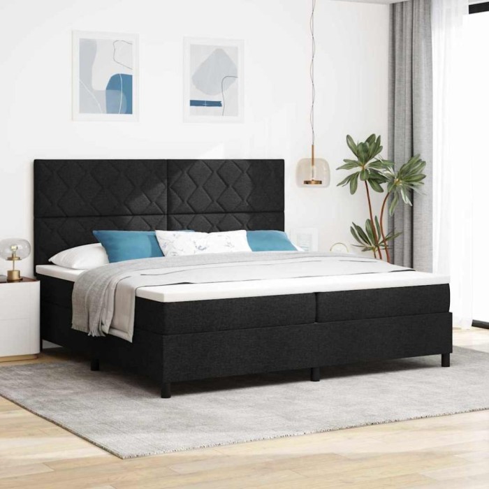 vidaXL Pat cu arcuri cu saltea Negru 200 x 200 cm țesătură