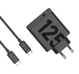 Incarcator retea Motorola TurboPower 125W GaN, port USB Type-C, inclus cablu USB Type-C (6.5A), Negru