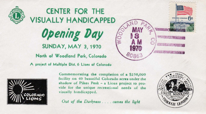 Plic LIONS CLUB, Woodland Park, Colorado, S.U.A., 3 Mai 1970