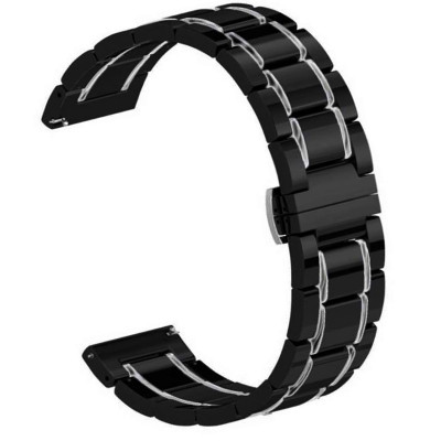 Bratara ceramica, compatibila Samsung Galaxy Watch Active 2, telescoape Quick Release, Black Silver foto