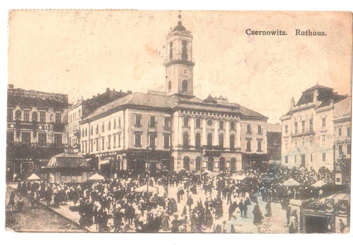 SV * BUCOVINA * CERNAUTI * PRIMARIA si PIATA CENTRALA animata * 1908