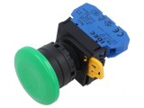 Comutator acţionat prin apăsare 22mm Verde 1 NO Poz.i