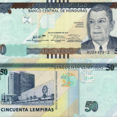 HONDURAS █ bancnota █ 50 Lempiras █ 2016 █ P-104a █ UNC █ necirculata