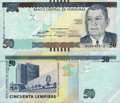 HONDURAS █ bancnota █ 50 Lempiras █ 2016 █ P-104a █ UNC █ necirculata foto
