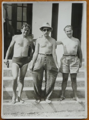 Foto , Gheorghe Dinu ( Stephan Roll ) si Jean David pe Dunare , interbelica , 1 foto