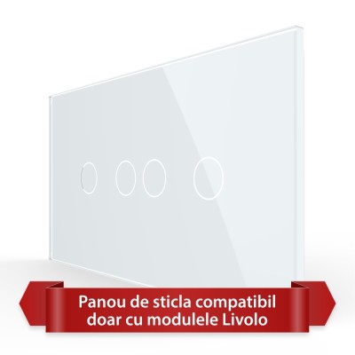 Panou Intrerupator Dublu + Dublu cu Touch LIVOLO din Sticla, Standard Italian - 4M SmartElectro IntelligentHouse foto