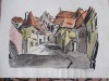 Fred Micos,acuarela,Peisaj Sibiu,dim. imag.18,5x25cm, coala 23,8x30,5cm, Peisaje, Realism
