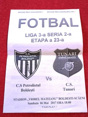 Program meci fotbal PETROLISTUL BOLDESTI - CS TUNARI (06.05.2017) foto