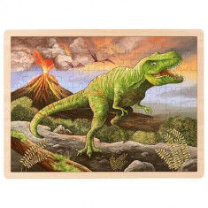 Puzzle din lemn cu rama - Infricosatorul T-Rex, 96 piese foto