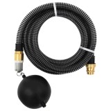 Cumpara ieftin Furtun de aspiratie cu racorduri din alama, negru 1,1" 20 m PVC