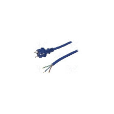 Cablu alimentare AC, 4m, 3 fire, culoare albastru, cabluri, CEE 7/7 (E/F) mufa, SCHUKO mufa, PLASTROL - W-98455