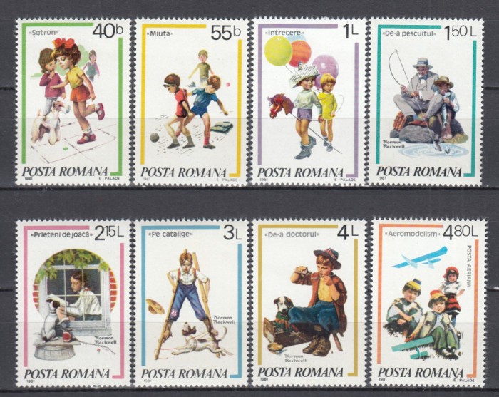 ROMANIA 1981 LP 1045 JOCURI DE COPII SERIE MNH