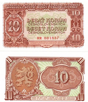 Cehoslovacia 10 Korun 1953 P-83b UNC foto