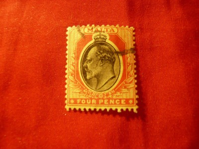 Timbru Malta colonie britanica 1917 ,val.4p stampilat foto
