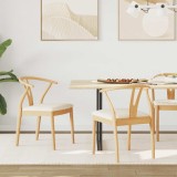 vidaXL Scaun de sufragerie 2 pcs Natural și deschis 42020413