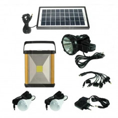 Kit solar portabil Gdlite GD-8032, LED COB, 4000 mAh, 2 becuri, acumulator reincarcabil foto