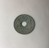 F658-Moneda veche 10 Centimes Franta 1941. Metal, probabil zinc, diam. 2,1 cm. Stare buna.