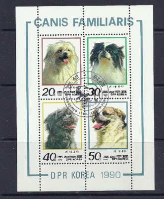 KOREA DE NORD 1990 &amp;ndash; CAINI DE RASA, bloc stampilat, SD55 foto