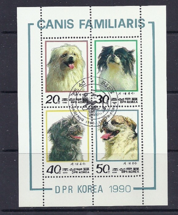 KOREA DE NORD 1990 &ndash; CAINI DE RASA, bloc stampilat, SD55