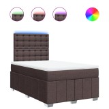 Cumpara ieftin Pat box spring cu saltea, maro inchis, 120x190 cm, textil