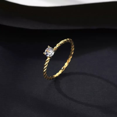 Inel din Argint de Logodna Trendy Simple Gold-- Arg398P foto