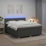 Cumpara ieftin Pat box spring cu saltea si LED Gri inchis 180 x 200 cm