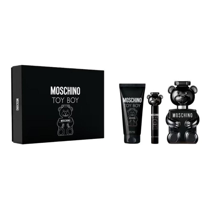 Set cadou Moschino Toy Boy pentru bărbați EDP 100 ml + EDP 10 ml + 100 ml balsam după ras + 100 ml gel de duș