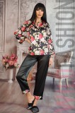 E1088-1 Set 2 piese pijama casual din material satinat cu print floral, L, M, XL