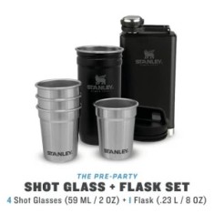 Set Stanley Butelca +4 pahare The Pre-Party Shotglass + Flask Matte Black Pebble foto