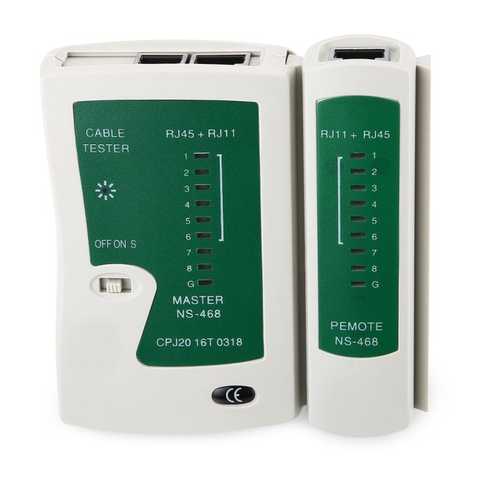 Tester cablu de retea LAN RJ45/ RJ11/ N21CL/ Cat5/ Ethernet/ Line, Alb
